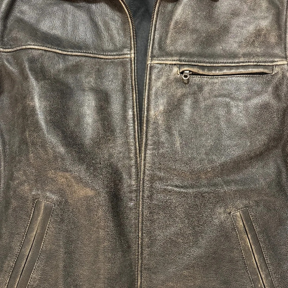 Vintage Distressed 100% Genuine Leather Oversized Jacket - Picture 2 of 4